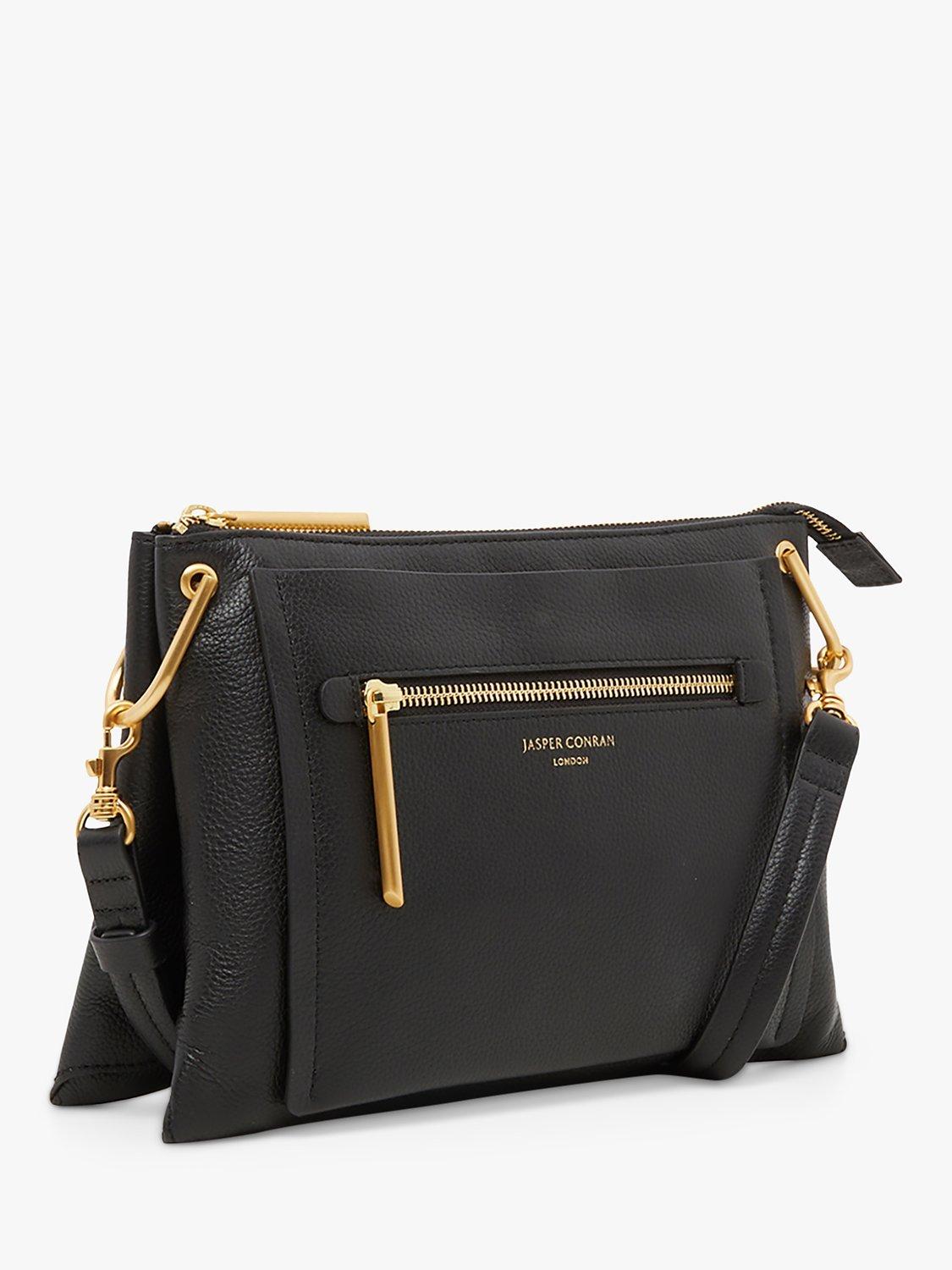 Jasper Conran London Darcey Leather Cross Body Bag, Black