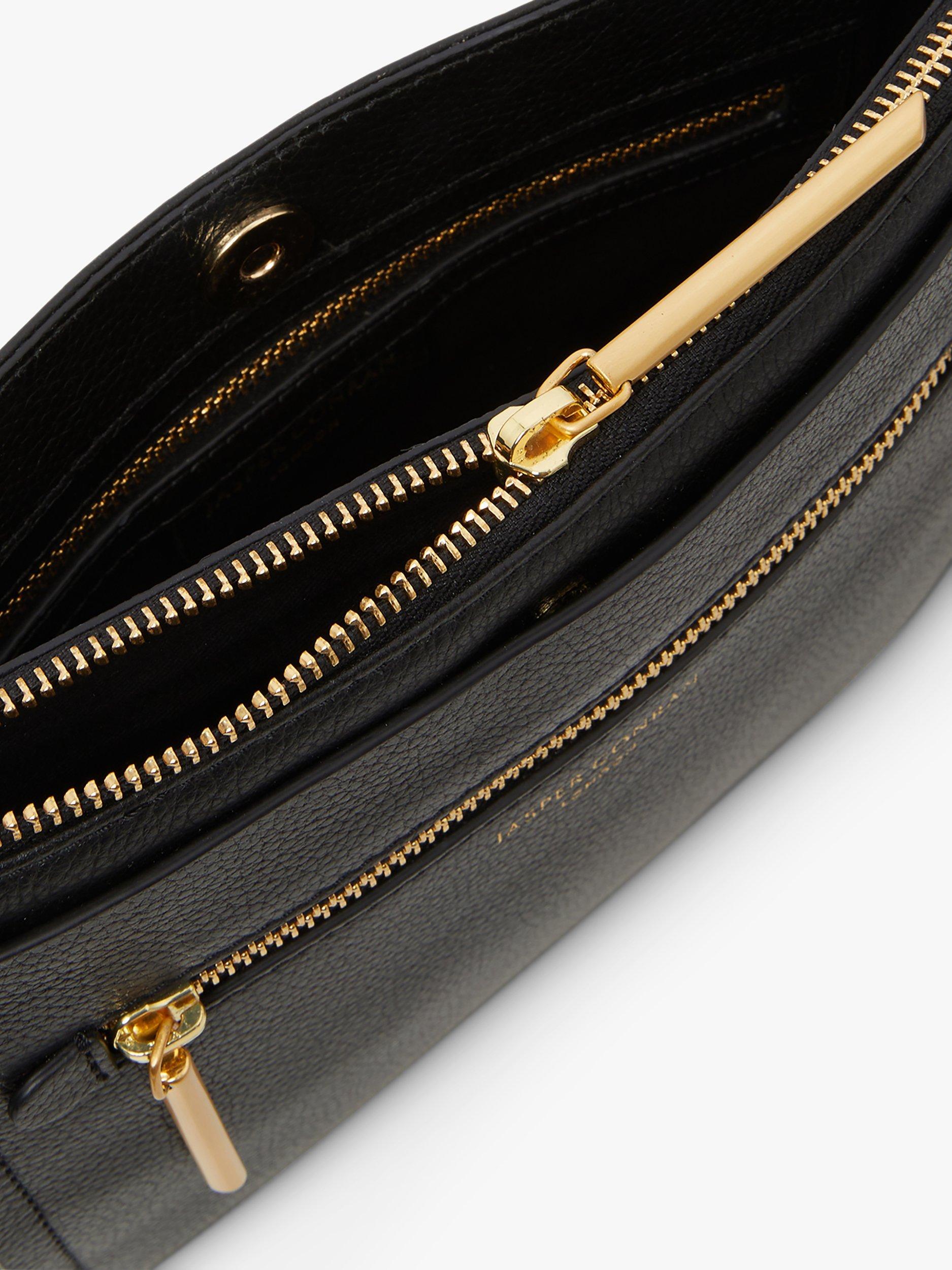 Product image 4 of 4, which shows Jasper Conran London Darcey Leather Cross Body Bag, Black