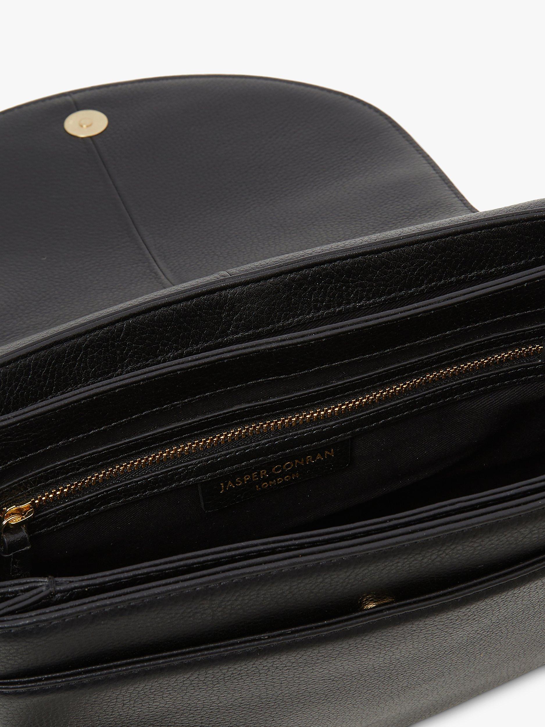 Product image 5 of 5, which shows Jasper Conran London Darcey Leather Saddle Bag, Black