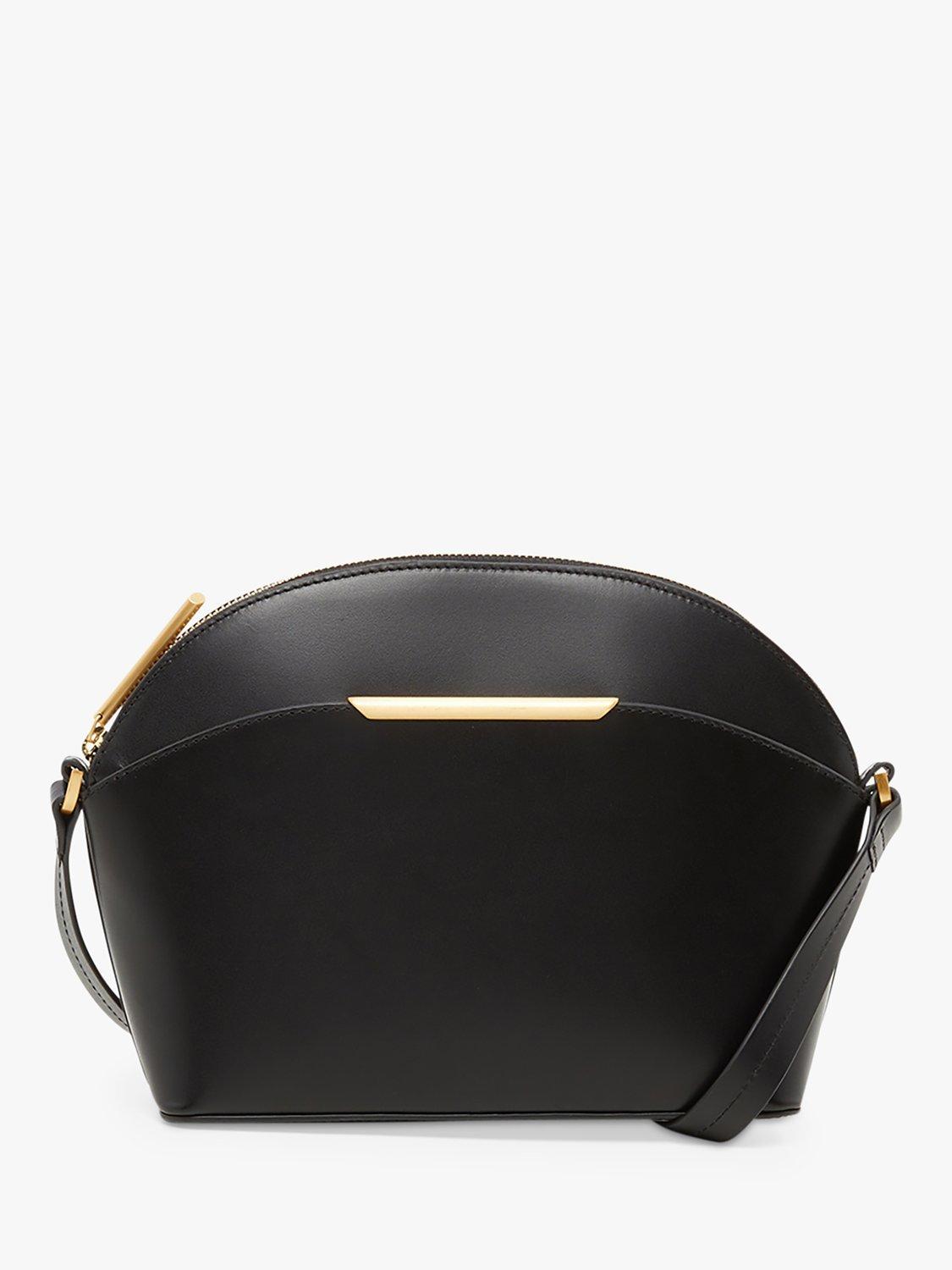 Product image 1 of 5, which shows Jasper Conran London Darcey Leather Dome Cross Body Bag, Black