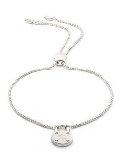 Lauren Ralph Lauren Sterling Silver and Diamond Signature Padlock Bracelet, Silver Multi, Silver Multi