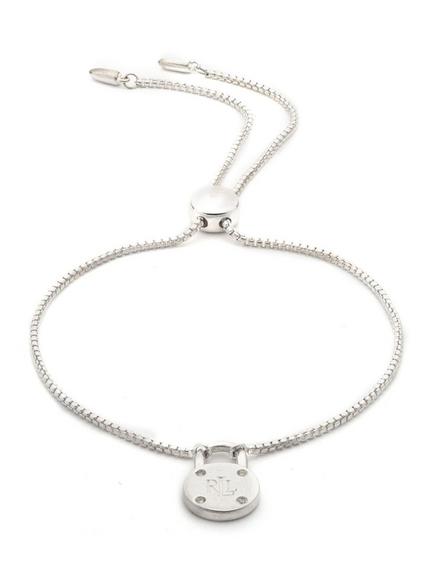 Lauren Ralph Lauren Sterling Silver and Diamond Signature Padlock Bracelet, Silver Multi, Silver Multi