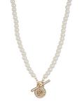 Lauren Ralph Lauren Faux Pearl Signature Padlock Necklace, Gold/White