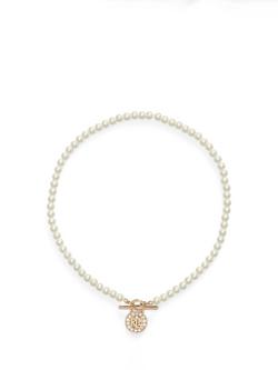 Lauren Ralph Lauren Faux Pearl Signature Padlock Necklace, Gold/White, Gold/ White