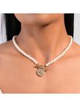Lauren Ralph Lauren Faux Pearl Signature Padlock Necklace, Gold/White