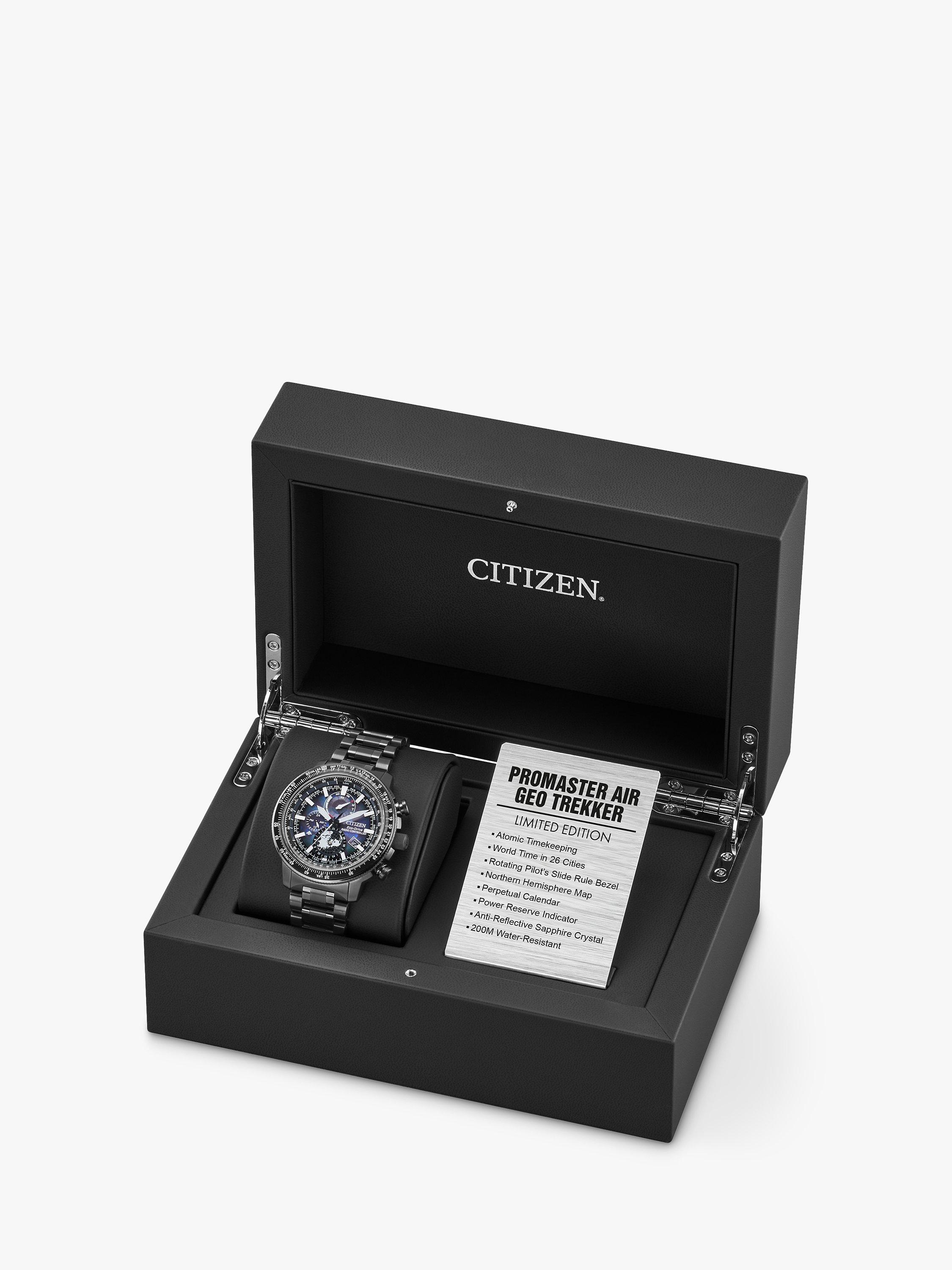 Product image 4 of 9, which shows Citizen BY3005-56E Men's Pro Master Eco-Drive Chronograph Date Bracelet Strap Watch, Black/Blue
