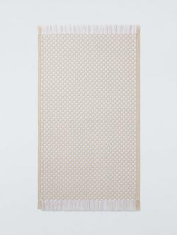 John Lewis Textured Check Fringed Bath Mat, White