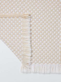 John Lewis Textured Check Fringed Bath Mat - view 2, White