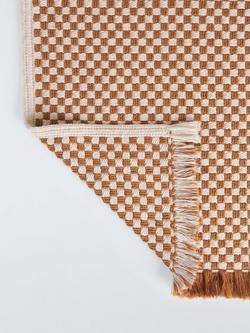 John Lewis Textured Check Fringed Bath Mat - view 2, Caramel