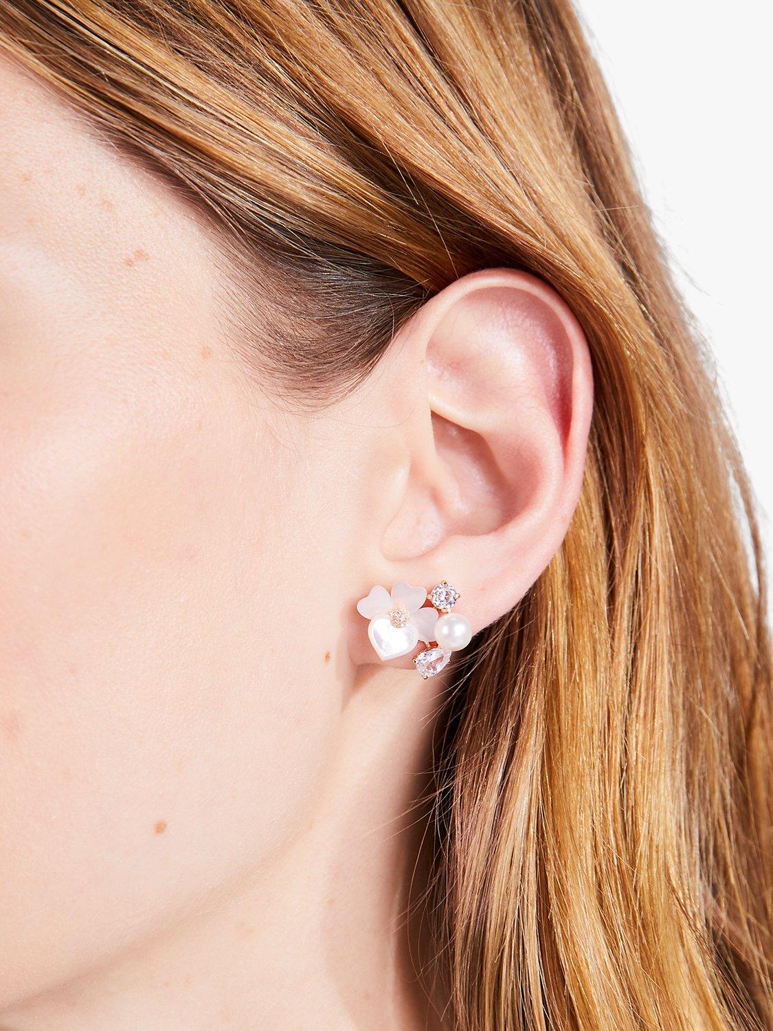 Product image 2 of 3, which shows kate spade new york Mother of Pearl Pansies Stud Earrings, White/Multi