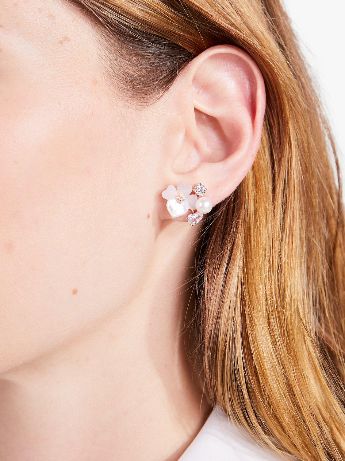 Product image 3 of 3, which shows kate spade new york Mother of Pearl Pansies Stud Earrings, White/Multi