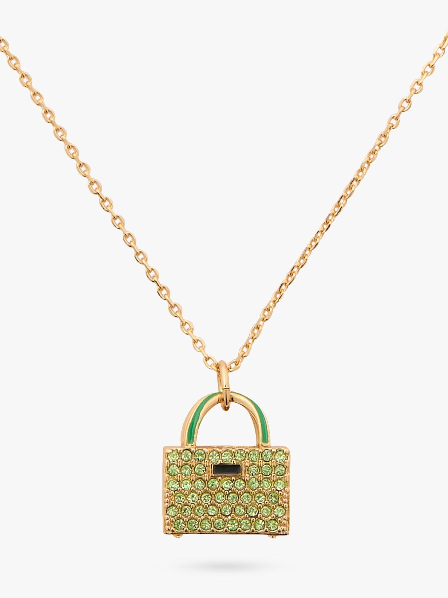 kate spade new york Treasure Bag Pendant Necklace, Green/Gold