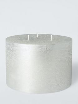 John Lewis Rustic 3 Wick Candle, H10 cm, Silver, Silver Silver