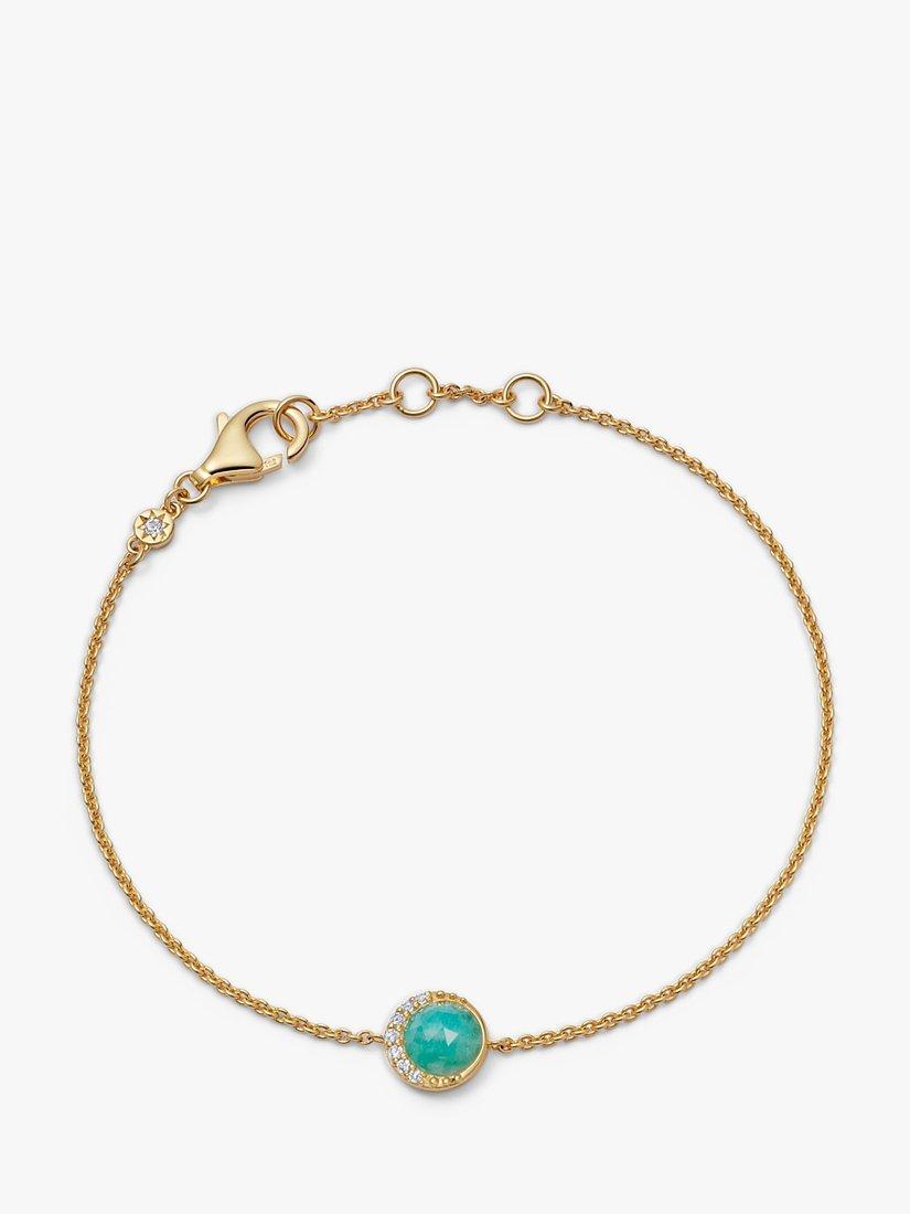 Product image 1 of 3, which shows Astley Clarke Amazonite & White Sapphires Luna Chain Bracelet, Gold