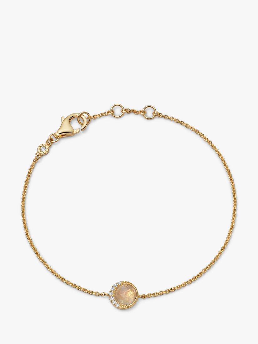 Product image 1 of 3, which shows Astley Clarke Moonstone & White Sapphires Luna Chain Bracelet, Gold