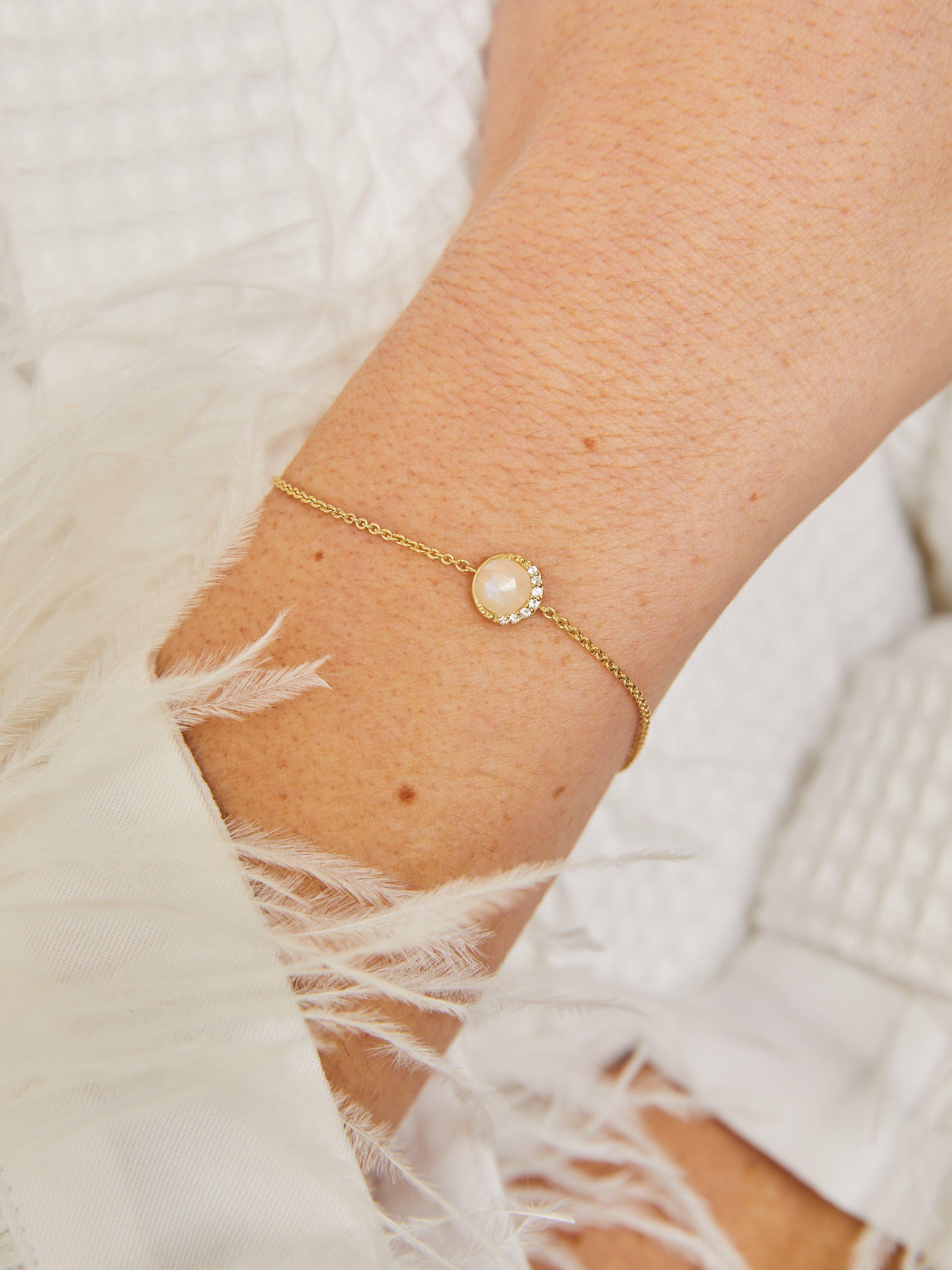 Product image 2 of 3, which shows Astley Clarke Moonstone & White Sapphires Luna Chain Bracelet, Gold