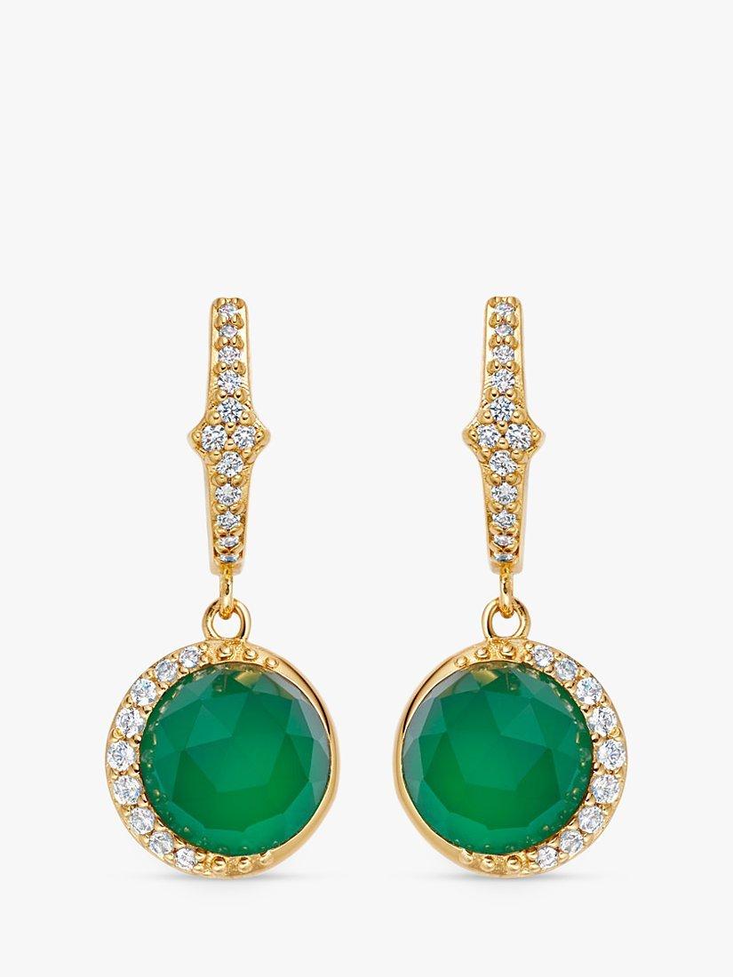 Product image 1 of 5, which shows Astley Clarke White Sapphire and Chalcedony Luna Drop Earrings, Gold