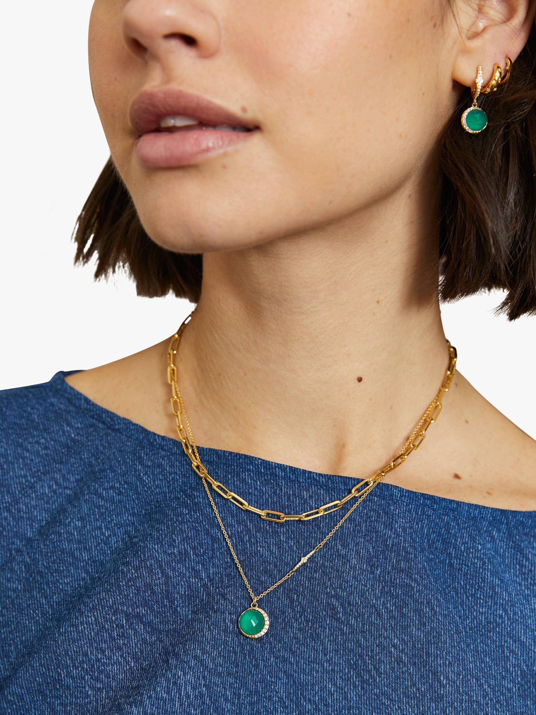 Product image 4 of 5, which shows Astley Clarke White Sapphire and Chalcedony Luna Drop Earrings, Gold