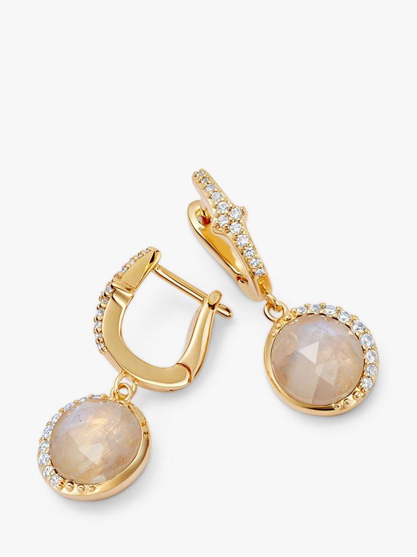 Product image 2 of 5, which shows Astley Clarke White Sapphire and Moonstone Luna Drop Earrings, Gold