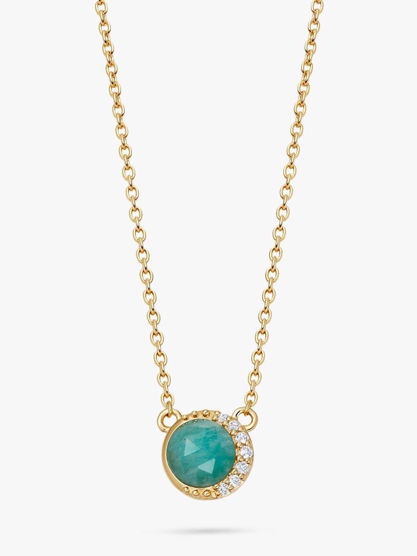 Product image 1 of 3, which shows Astley Clarke Amazonite & White Sapphires Luna Pendant Necklace, Gold