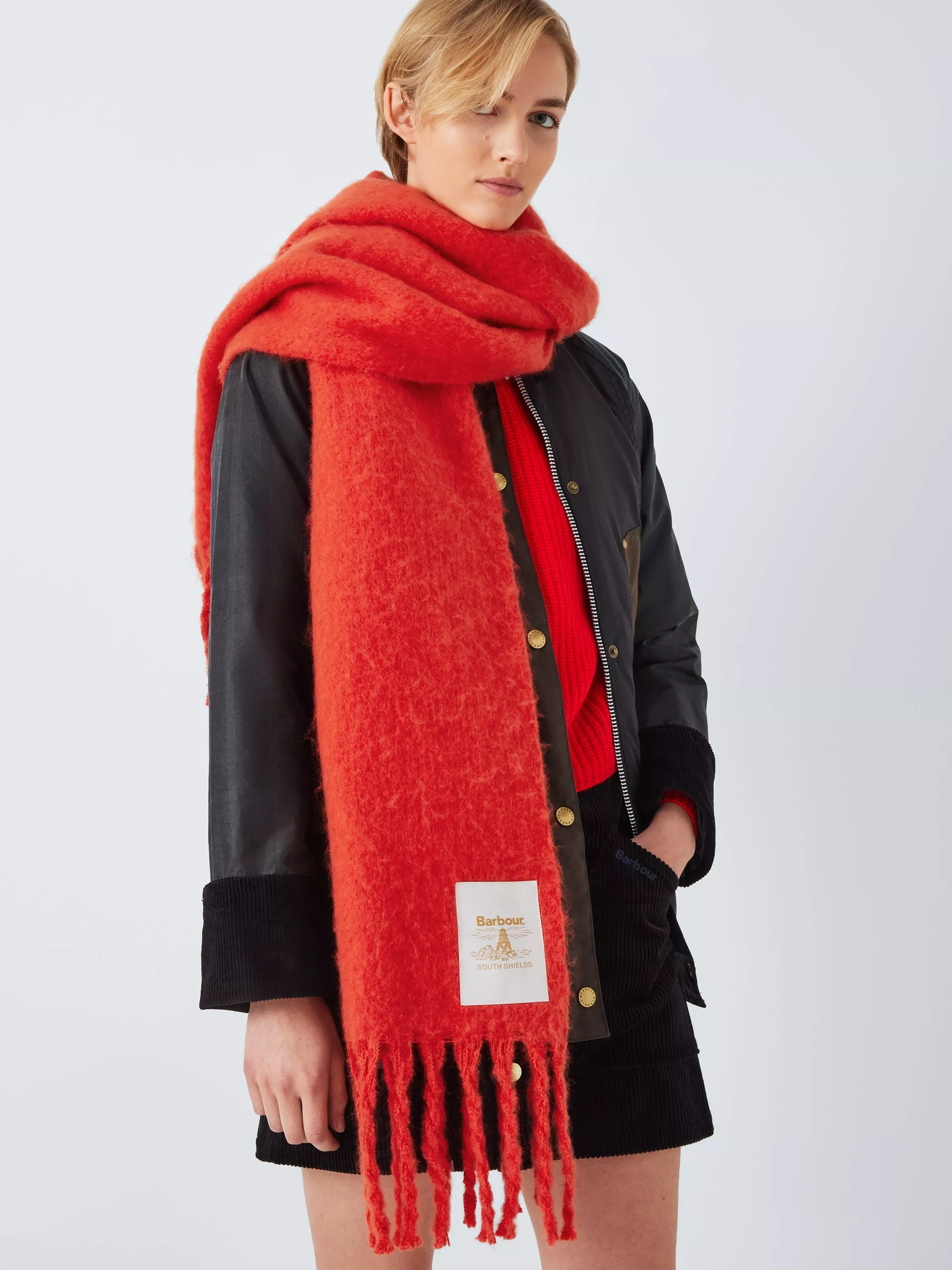 Barbour scarf red online