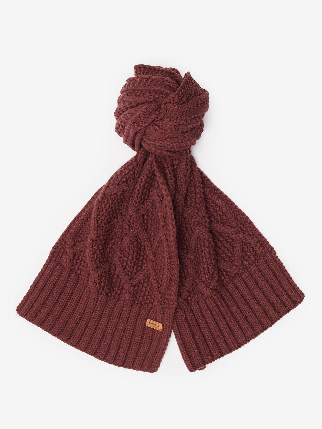 Barbour Ridley Bobble Hat Scarf Gift Set Cabernet