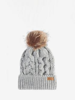 Barbour Cable Knit Hat & Scarf Set, Grey - view 2, Grey