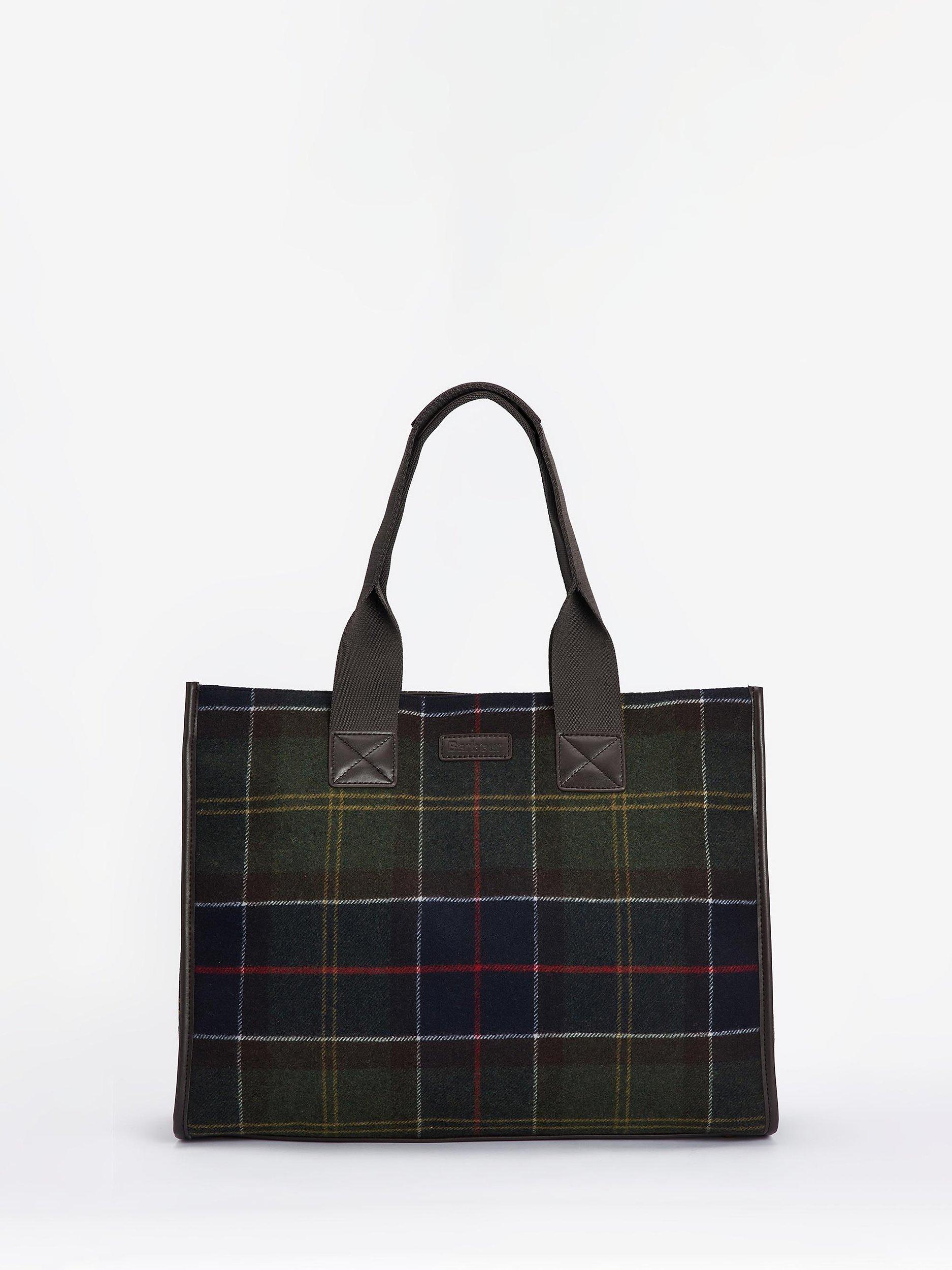 Barbour tartan tote bag sale