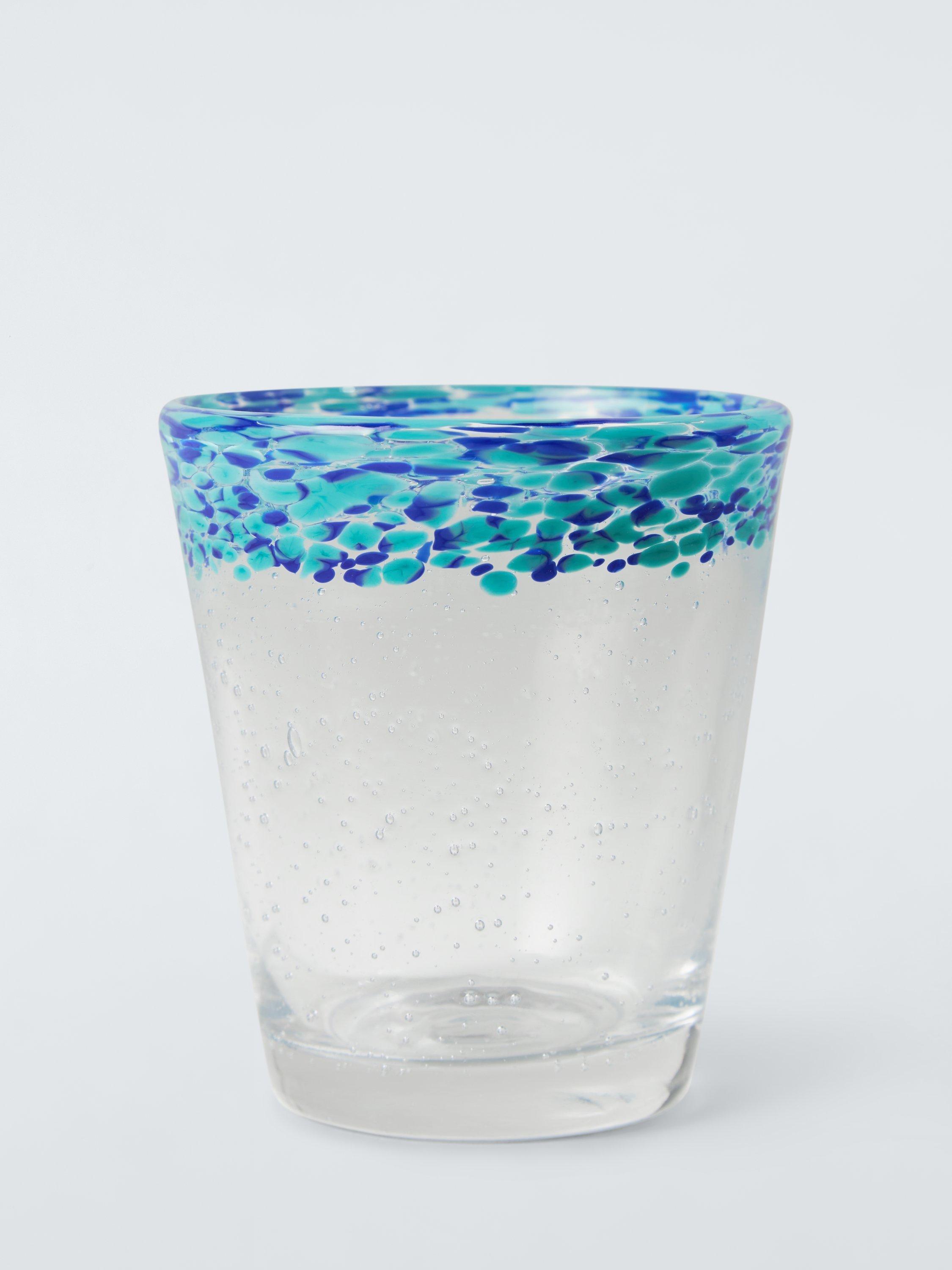 John Lewis Confetti Rim Glass Tumbler, 240ml, Blue