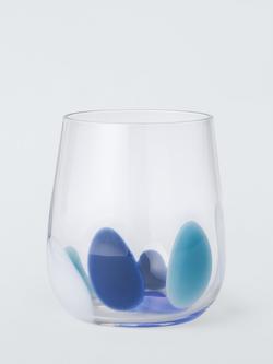 John Lewis Confetti Smudge Glass Tumbler, 400ml, Blue, 