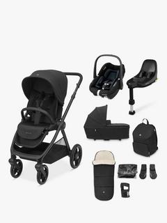 Maxi-Cosi Oxford Pushchair & Accessories with Pebble S i-Size Car Seat & FamilyFix S ISOFIX Car Seat Base Bundle, Twillic Black