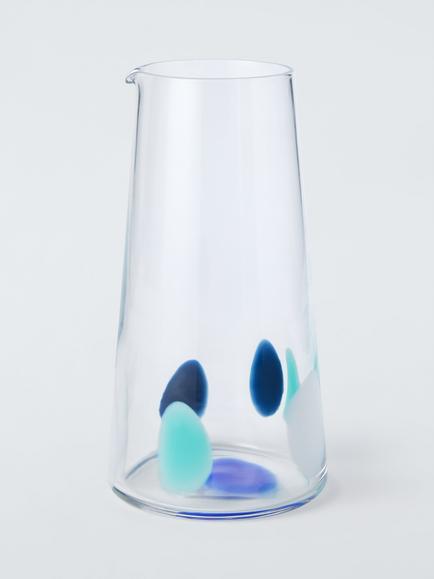 John Lewis Confetti Smudge Glass Carafe, 910ml, Blue, Blue