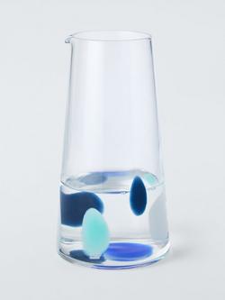 John Lewis Confetti Smudge Glass Carafe, 910ml, Blue - view 2, Blue