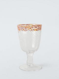 John Lewis Confetti Rim Wine Glass, 200ml, Red/Pink