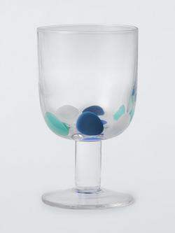 John Lewis Confetti Smudge Short Stem Wine Glass, 230ml, Blue, 