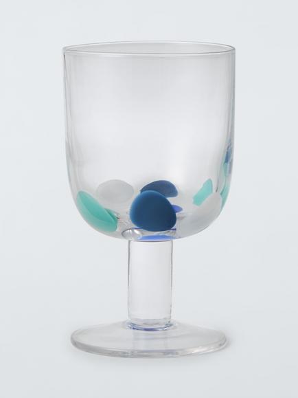 John Lewis Confetti Smudge Short Stem Wine Glass, 230ml, Blue, 