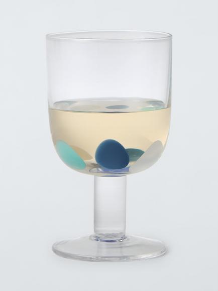 John Lewis Confetti Smudge Short Stem Wine Glass, 230ml, Blue - view 2, 