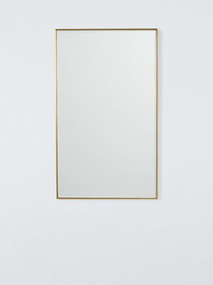 John Lewis Dalston Aluminium Rectangular Wall Mirror, 100 x 60cm, Plain Brass