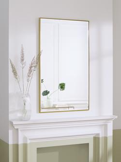 John Lewis Dalston Aluminium Rectangular Wall Mirror, 100 x 60cm - view 2, Plain Brass