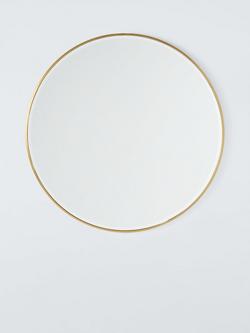 John Lewis Dalston Aluminium Round Wall Mirror, 80cm, Plain Brass