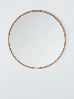 John Lewis Knurl Metal Frame Round Wall Mirror, 63cm, Antique Brass