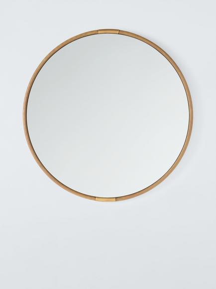 John Lewis Knurl Metal Frame Round Wall Mirror, 63cm, Antique Brass