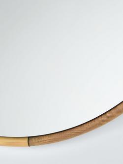 John Lewis Knurl Metal Frame Round Wall Mirror, 63cm - view 2, Antique Brass