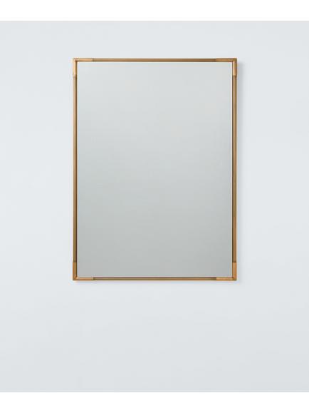 John Lewis Knurl Metal Frame Rectangular Wall Mirror, 90 x 60cm, Antique Brass, Antique Brass