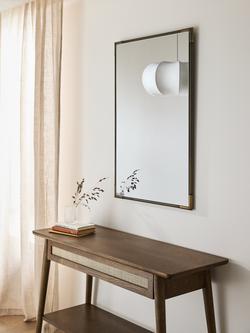 John Lewis Knurl Metal Frame Rectangular Wall Mirror, 90 x 60cm, Antique Brass - view 2, Antique Brass