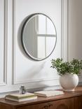 John Lewis Knurl Metal Frame Round Wall Mirror, 63cm, Antique Pewter