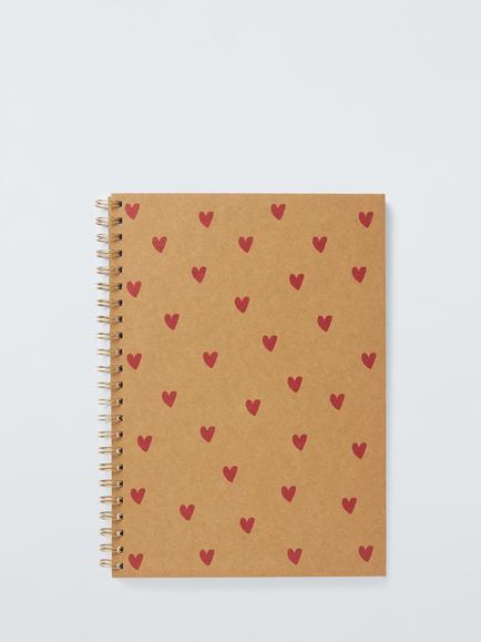 John Lewis A4 Kraft Hearts Notebook, Multi, Multi