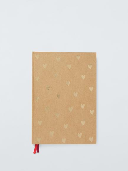 John Lewis B5 Hardback Foil Hearts Notebook, Multi, Multi