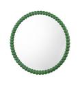 Där Ruan Bobbin Round Wood Frame Wall Mirror, 70cm, Green