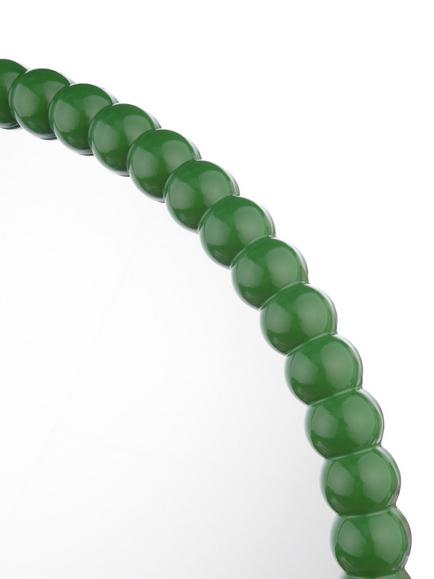 Där Ruan Bobbin Round Wood Frame Wall Mirror, 70cm - view 2, Green